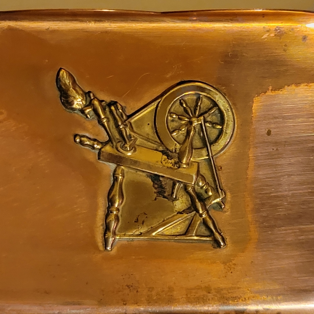 Vintage Coppercraft Guild Copper Spinning Wheel 9” Footed Scalloped Planter